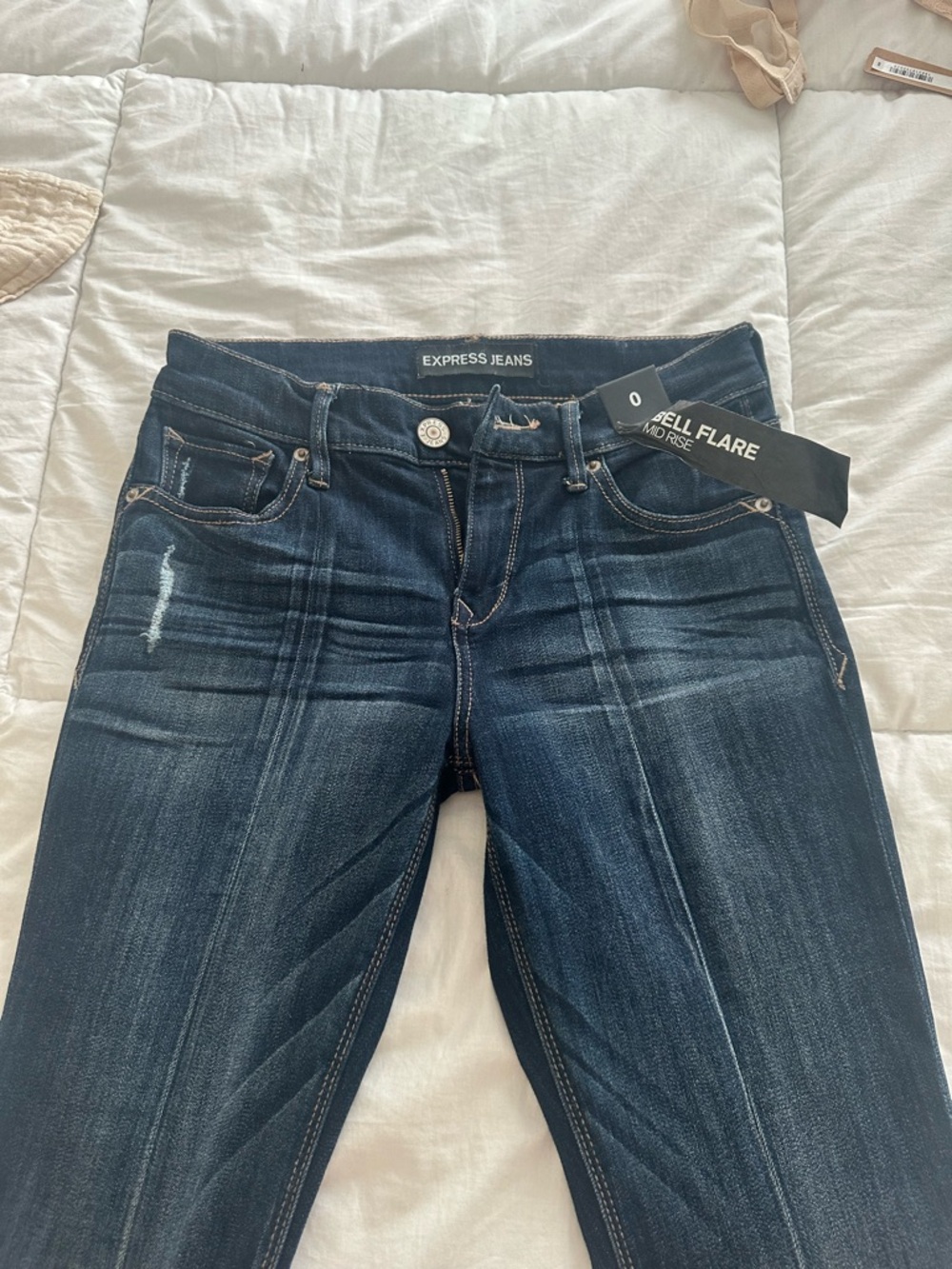 Express Women's Dark Blue Bell Flare Jeans